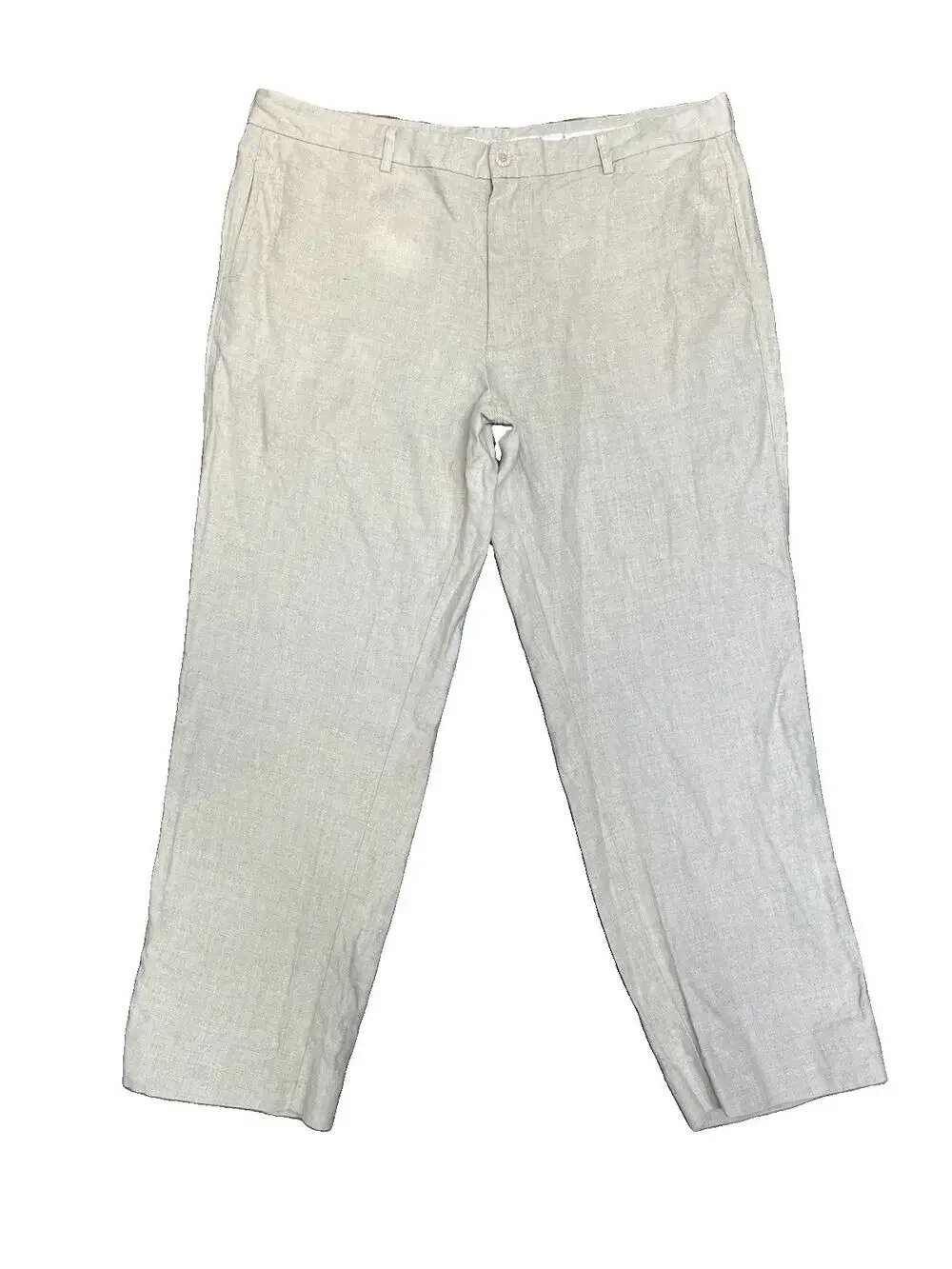 Island Importer 100% Linen Pants Men’s 42 Beige Flat Front Beach Resort Casual